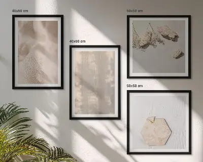 Dekorativní sada obrazů s motivem jemných přírodních boho textur