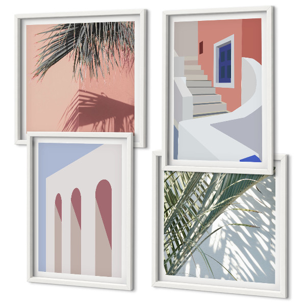 Dekorativní sada obrazů Ilustrace městské architektury