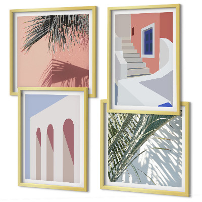 Dekorativní sada obrazů Ilustrace městské architektury