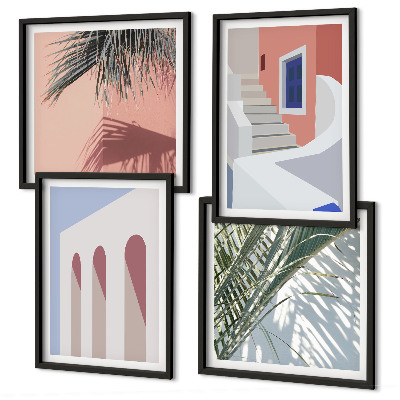 Dekorativní sada obrazů Ilustrace městské architektury
