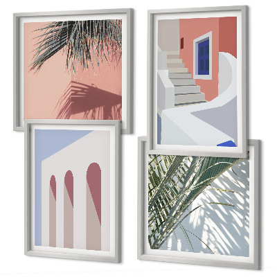 Dekorativní sada obrazů Ilustrace městské architektury