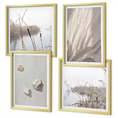 Sada moderních obrazů s motivem detailů struktury v boho stylu