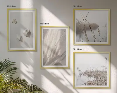 Sada moderních obrazů s motivem detailů struktury v boho stylu