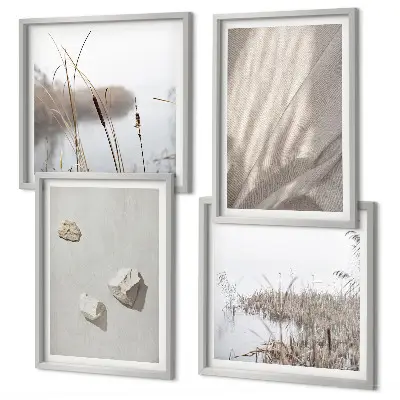 Sada moderních obrazů s motivem detailů struktury v boho stylu