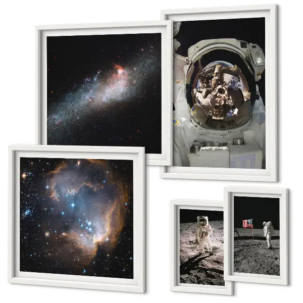 Astronauti přistávají na Měsíci poliptyk v rámu