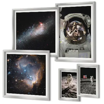 Astronauti přistávají na Měsíci poliptyk v rámu