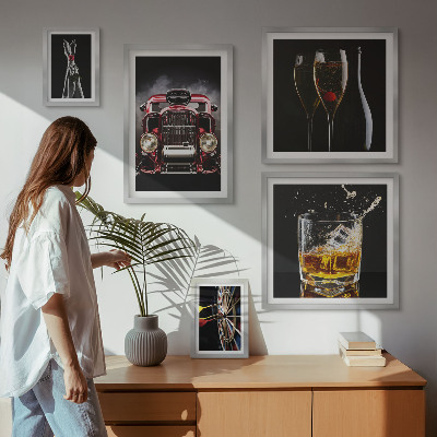 Sada obrazů do ložnice Stylové retro motivy aut a nápojů