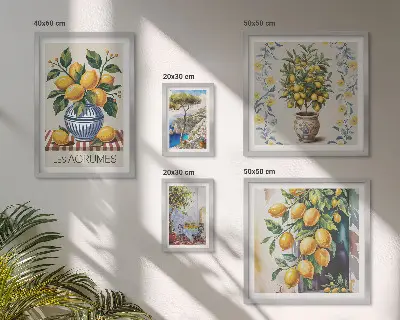 Citrus ve středomořském stylu vícedílný obraz v rámu