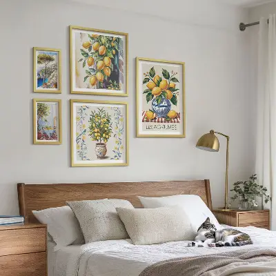 Citrus ve středomořském stylu vícedílný obraz v rámu