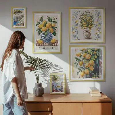 Citrus ve středomořském stylu vícedílný obraz v rámu