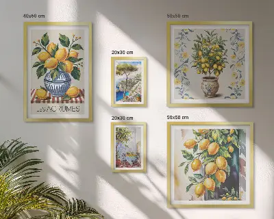 Citrus ve středomořském stylu vícedílný obraz v rámu