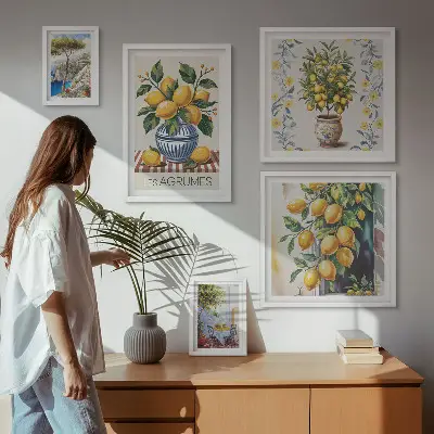 Citrus ve středomořském stylu vícedílný obraz v rámu
