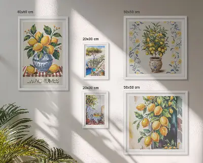 Citrus ve středomořském stylu vícedílný obraz v rámu