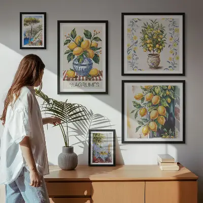 Citrus ve středomořském stylu vícedílný obraz v rámu