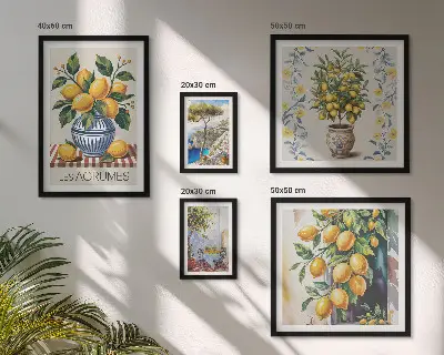Citrus ve středomořském stylu vícedílný obraz v rámu