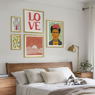 Sada obrazů do ložnice Žena s květinami v boho stylu