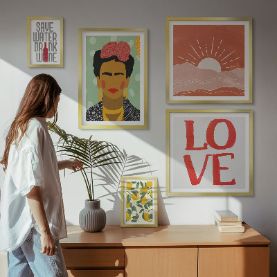 Sada obrazů do ložnice Žena s květinami v boho stylu