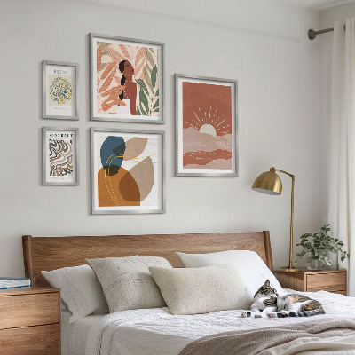 Poliptyk v rámu Abstraktní rostlinné motivy v boho stylu