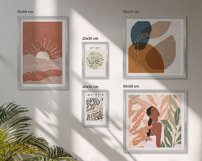 Poliptyk v rámu Abstraktní rostlinné motivy v boho stylu