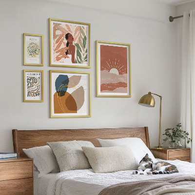 Poliptyk v rámu Abstraktní rostlinné motivy v boho stylu