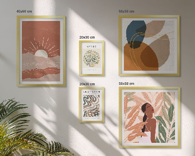 Poliptyk v rámu Abstraktní rostlinné motivy v boho stylu
