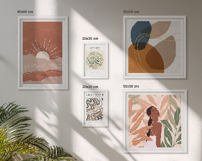 Poliptyk v rámu Abstraktní rostlinné motivy v boho stylu