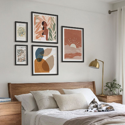 Poliptyk v rámu Abstraktní rostlinné motivy v boho stylu