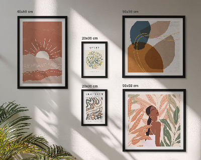 Poliptyk v rámu Abstraktní rostlinné motivy v boho stylu