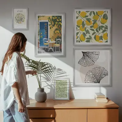 Sada obrazů do ložnice se stylovými rostlinnými motivy