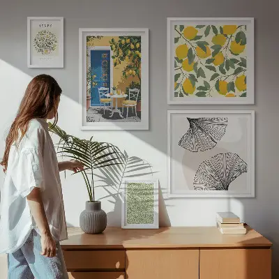 Sada obrazů do ložnice se stylovými rostlinnými motivy