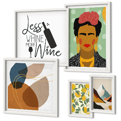 Sada obrazů do ložnice Abstraktní portréty v boho stylu