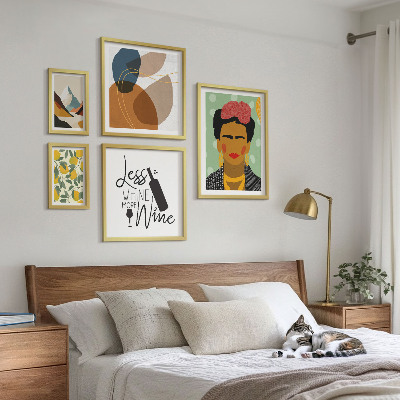 Sada obrazů do ložnice Abstraktní portréty v boho stylu