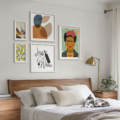 Sada obrazů do ložnice Abstraktní portréty v boho stylu