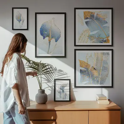 Sada obrazů do ložnice stylové květiny v jemném přírodním stylu
