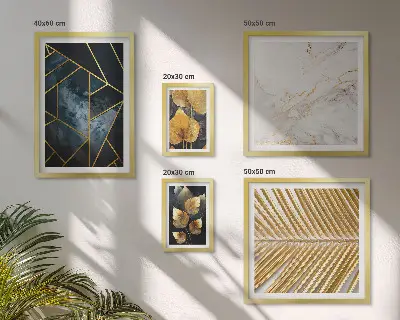 Sada obrazů do ložnice stylové listy a geometrické tvary