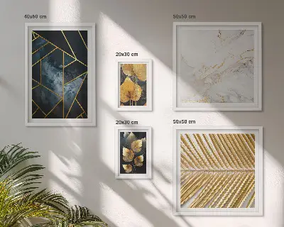Sada obrazů do ložnice stylové listy a geometrické tvary