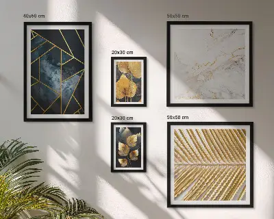 Sada obrazů do ložnice stylové listy a geometrické tvary