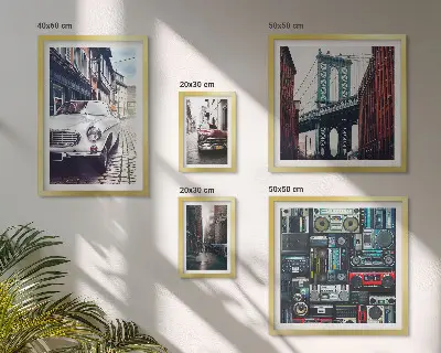 Poliptyk v rámu stylová auta a pouliční architektura