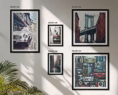 Poliptyk v rámu stylová auta a pouliční architektura