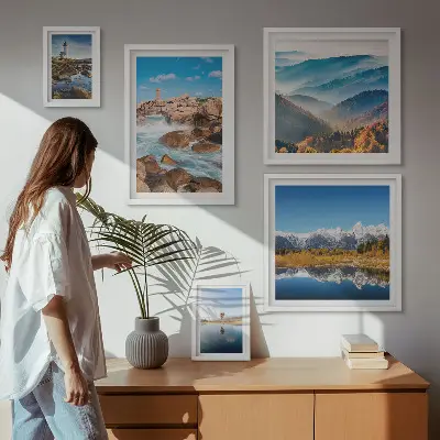 Sada obrazů do ložnice přírodní hory a mořské majáky