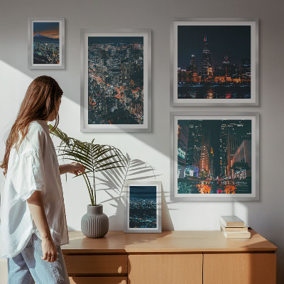 Sada obrazů do ložnice Noční pohledy na moderní města