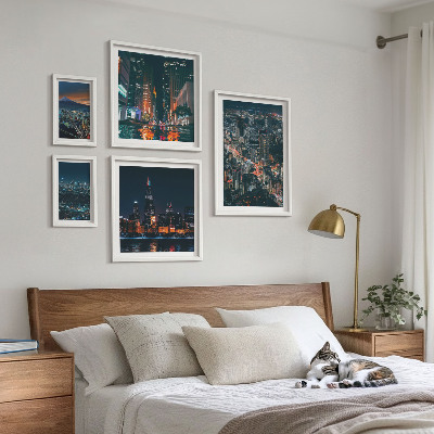 Sada obrazů do ložnice Noční pohledy na moderní města