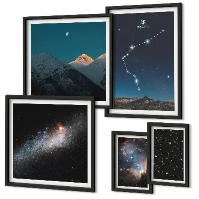 Sada obrazů do ložnice s motivem kosmické krajiny galaxií