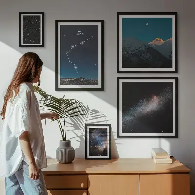 Sada obrazů do ložnice s motivem kosmické krajiny galaxií