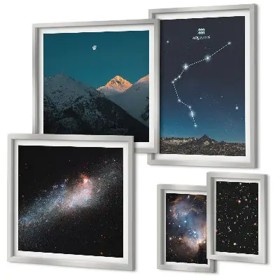 Sada obrazů do ložnice s motivem kosmické krajiny galaxií