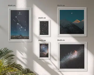 Kosmické hvězdné krajiny v noci vícedílný obraz v rámu