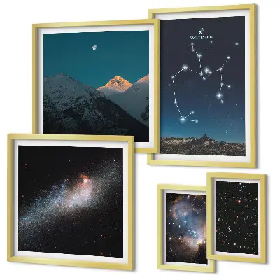 Sada obrazů do ložnice kosmické krajiny s galaxiemi