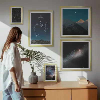 Sada obrazů do ložnice kosmické krajiny s galaxiemi