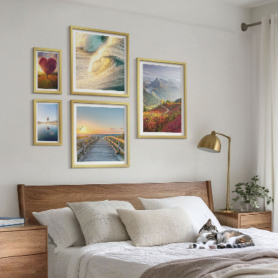 Sada obrazů do ložnice Krajiny hory srdce vlny balónky