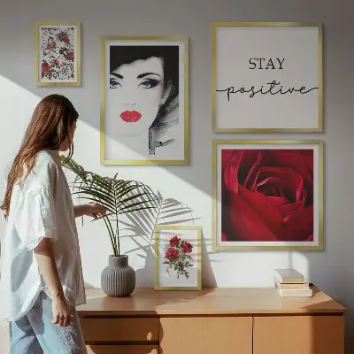 Sada obrazů do ložnice s portréty žen, květinami ve vintage stylu